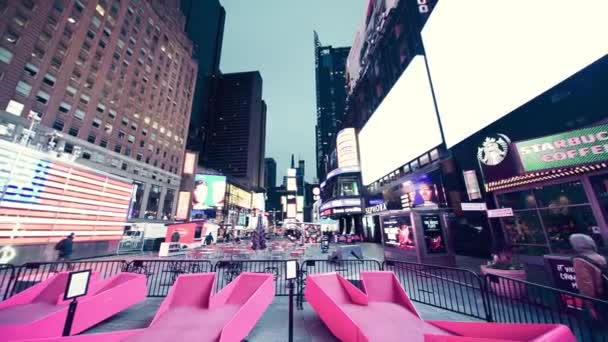 New York City December 2018 Lights Times Square Winter Morning — ストック動画