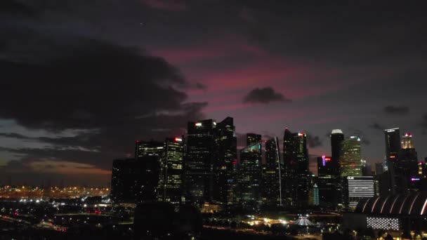 Singapore Styczeń 1St 2020 Widok Lotu Ptaka Panoramę Miasta Zatokę — Wideo stockowe