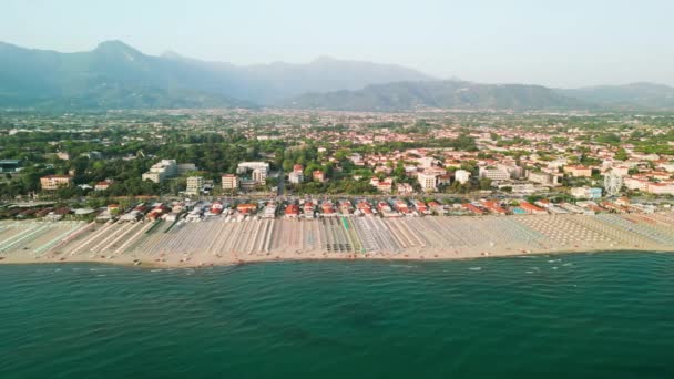 Aerial View Lido Camaiore Viareggio Beach Summer Sunset Tuscany Italy — Wideo stockowe
