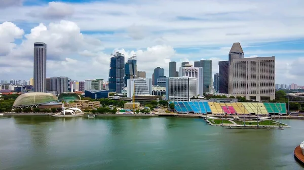 Singapour Janvier 2020 Vue Aérienne Baie Marina Avec Des Gratte — Photo