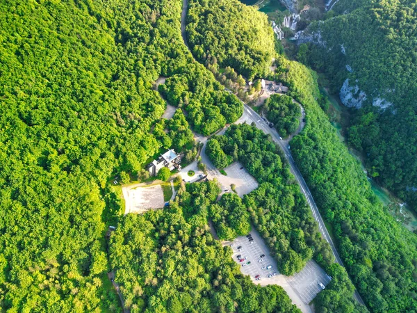 Vista Aérea Los Hermosos Lagos Bosques Plitvice Croacia — Foto de Stock