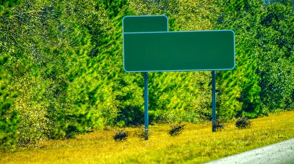 Empty Interstate Road Sign Left Side Road — Stock Photo, Image