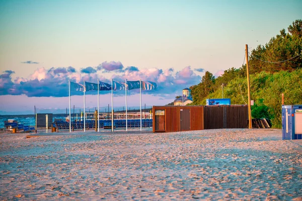 Jurmala Lettland Juli 2017 Jurmala Beach Vid Solnedgången — Stockfoto