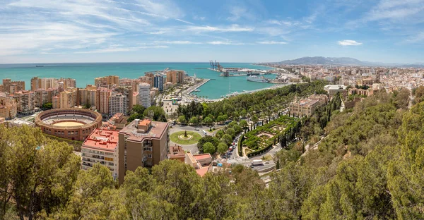 Malaga Spanya Nisan 2023 Gibralfaro Kalesi Nden Malaga Nın Panoramik — Stok fotoğraf