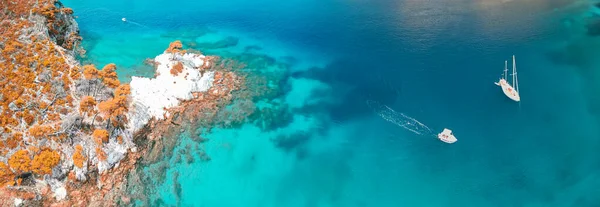 Playa Del Cabo Amarandos Skopelos Grecia Vista Aérea —  Fotos de Stock