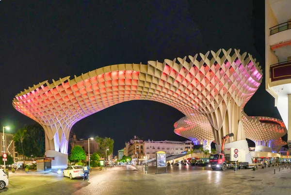 Sevilla Spain April 2023 Metropol Parasol Seville Night — Stock Photo, Image