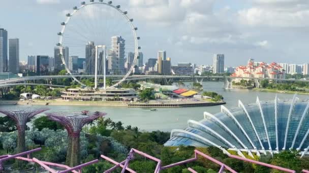 Cingapura Janeiro 2020 Skyline Aéreo Singapura Partir Marina Bay Gardens — Vídeo de Stock