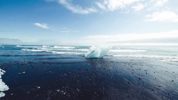Jokulsarlonská Laguna Island Zpomalený Pohled Ledovce Pláži Letní Sezóně — Stock video