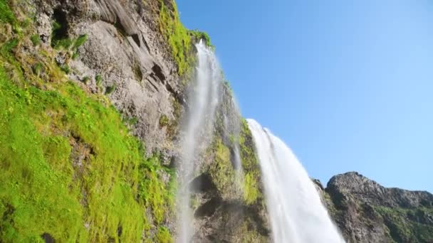 Seljalandfoss Waterfalls Summer Season Iceland — Vídeo de Stock