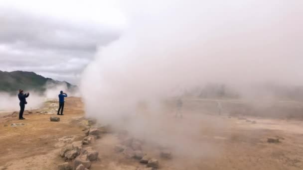 Parque Geotermal Hverir Con Rocas Humos Temporada Verano Islandia — Vídeo de stock