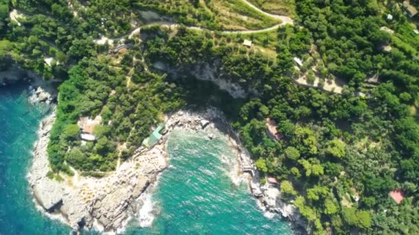Costa Amalfitana Desde Punta Campanella Cerca Sorrento Increíble Vista Aérea — Vídeos de Stock