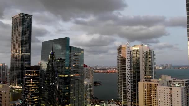 Miami March 2018 Downtown Miami Skyline Night Time Lapse — Stock Video
