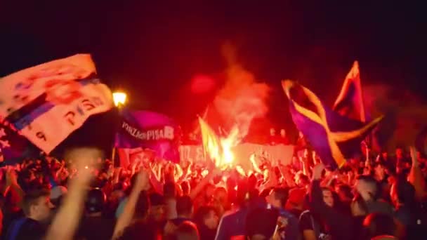 Pisa Italy June 15Th 2016 Local Fans Celebrate Soccer Teams — Stock video