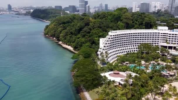 Sentosa Singapore January 2020 Pemandangan Udara Panorama Pantai Siloso Dan — Stok Video