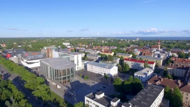 Parnu Estonia Julio 2017 Vista Aérea Panorámica Del Horizonte Ciudad — Vídeo de stock