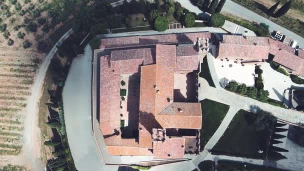 Aerial View Banfi Castle Tuscany Italy — Stock Video