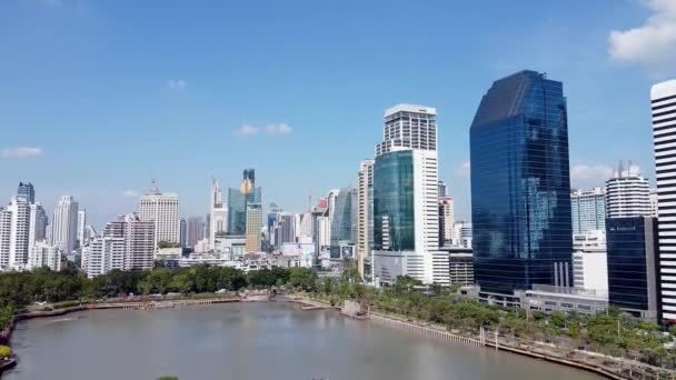 Widok Lotu Ptaka Panoramę Bangkoku Parku Benjakitti — Wideo stockowe