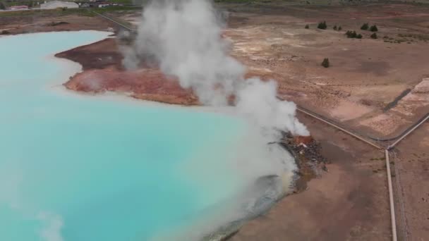Gorący Basen Geotermalny Jeziora Hverir Myvatn Islandia Niebieska Para Wodna — Wideo stockowe
