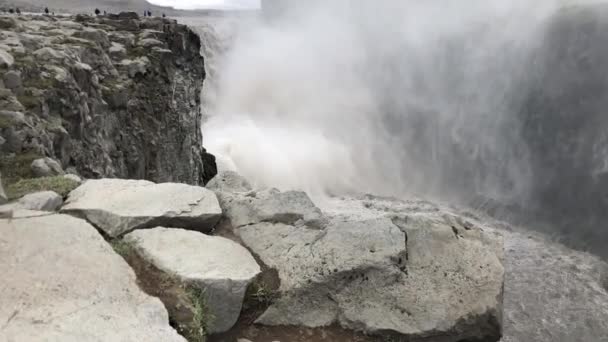 Водопады Деттифосс Летний Сезон Исландия — стоковое видео