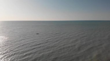Myrtle Beach sahil şeridinin hava manzarası ve gün batımında İHA 'dan binalar, Güney Carolina.