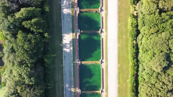 Reggia Caserta Italien Luftaufnahme Berühmter Königlicher Baugärten Von Einer Drohne — Stockvideo