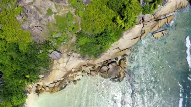 Остров Диг Сейшельские Острова Вид Воздуха Беспилотника — стоковое видео