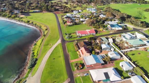 Emu Bay Homes Coastline Kangaroo Island Drone Australia — Stok video