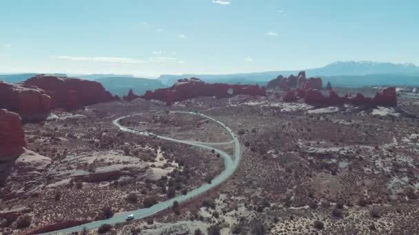 Arches National Park Utah Amazing Aerial View Arches Mountains Beautiful — Stockvideo