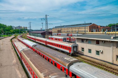 Vilnius, Litvanya - 11 Temmuz 2017: Vilnius merkez tren istasyonu.