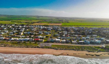 Victor Harbor coastline in South Australia, aerial view from drone.
