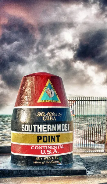 Key West Florida Bojenschild Das Den Südlichsten Punkt Auf Dem — Stockfoto