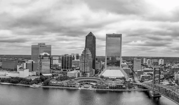 Jacksonville April 2018 Panoramic Aerial View City Buildings River — Stock fotografie