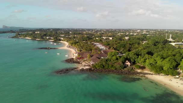 Берегова Лінія Великого Байя Маврикії Повітряний Вид Дрона Сонячний День — стокове відео