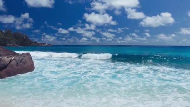 Anse Intendance Mahe Csodálatos Légi Kilátás Seychelle Szigetek Partvonalán Drón — Stock videók