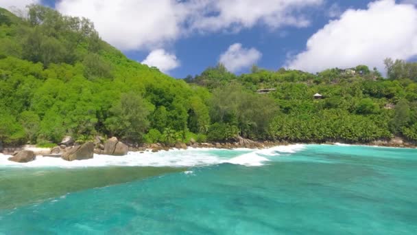 Anse Intendance Mahe Amazing Aerial View Seychelles Coastline Drone — Stock Video