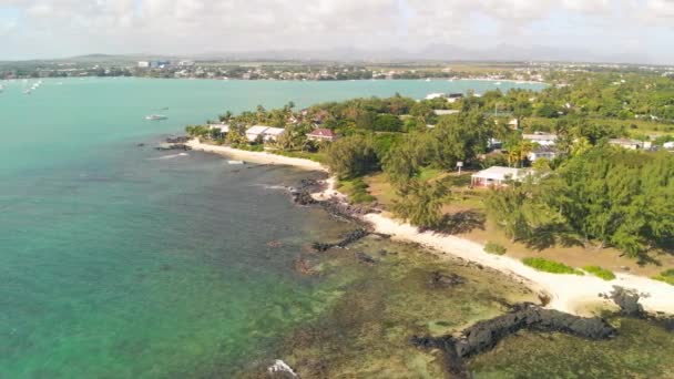 Mont Choisy Coastline Mauritius Aerial View Drone Sunny Day — Stock Video