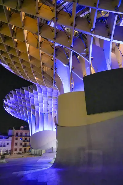 Parasol Metropol Seville Současná Symetrická Struktura Noci — Stock fotografie