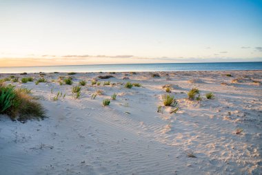Günbatımında Busselton kıyısı, Batı Avustralya.