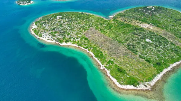 Luftaufnahme Von Galesnjak Der Herzförmigen Kroatischen Insel — Stockfoto