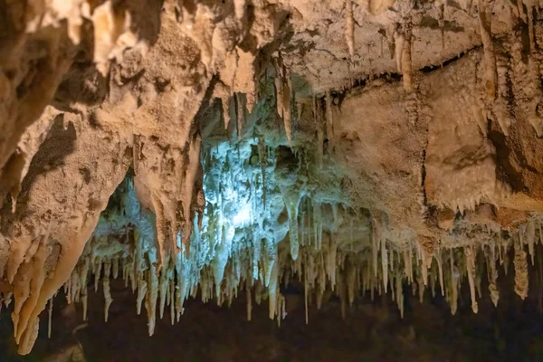 Lake Cave Interior Com Estalactites Estalacmites Sudoeste Austrália — Fotografia de Stock