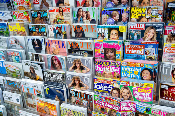 Margaret River, Australia - September 9, 2023: Newspapers and Magazines in a shop.