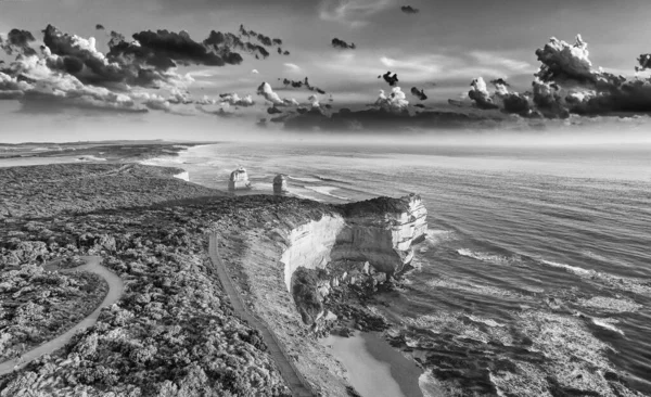 Panoramic Aerial View Twelve Apostles National Park Sunset High Viewpoint — Stock Photo, Image