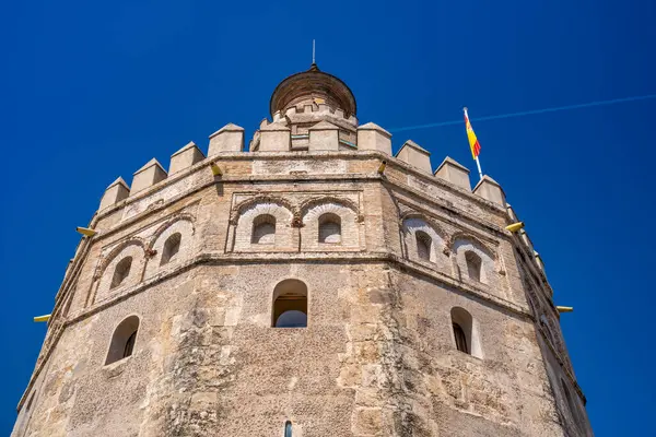 Sevilla Daki Altın Kule Nin Tepesinde Torre Del Oro — Stok fotoğraf