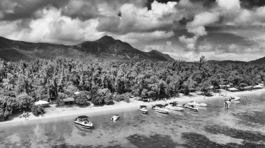 Ile Aux Benitiers, Mauritius Island. Amazing aerial view with Mauritius Island on the background.