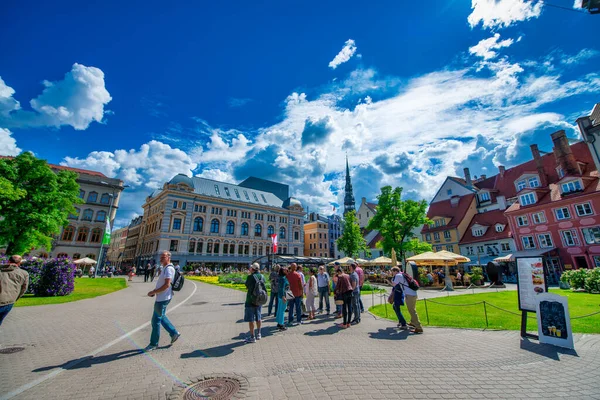 Riga Latvia Juli 2017 Riga Gater Gamle Bygninger Solrik Dag – stockfoto