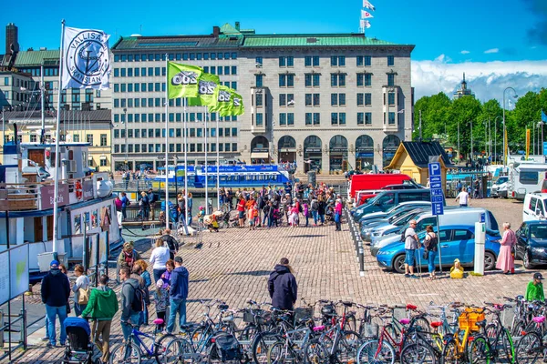 Helsínquia Finlândia Julho 2017 Mercados Rua Longo Porto Cidade — Fotografia de Stock