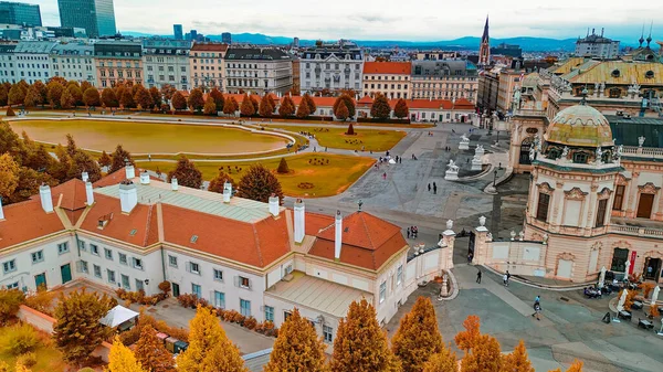 Luchtfoto Van Het Beroemde Schloss Belvedere Wenen Gebouwd Door Johann — Stockfoto