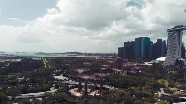 Singapura Vista Aérea Panorâmica Paisagem Urbana Área Baía Marina Ponto — Vídeo de Stock