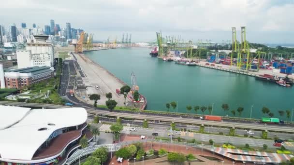 Plaża Sentosa Singapur Widok Powietrza Plażę Wybrzeże Słoneczny Dzień — Wideo stockowe
