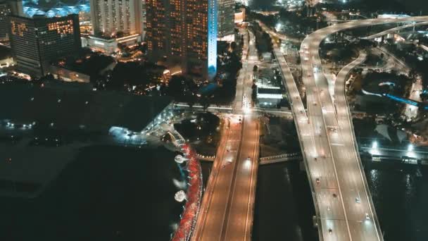 Singapur Luftaufnahme Der Hauptstraßen Die Innenstadt — Stockvideo